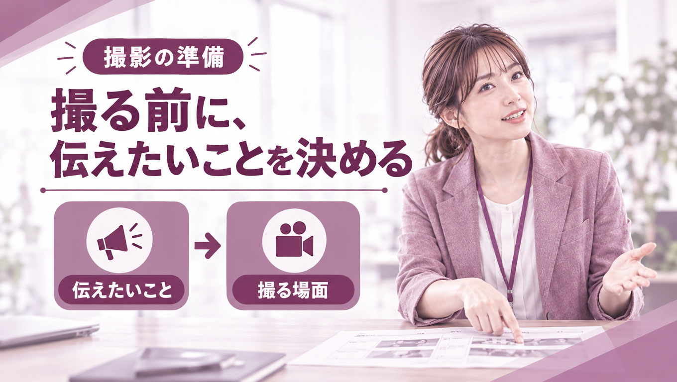 02_伝えたいことを決める.jpg 撮影前に伝えたいことを整理する担当者
