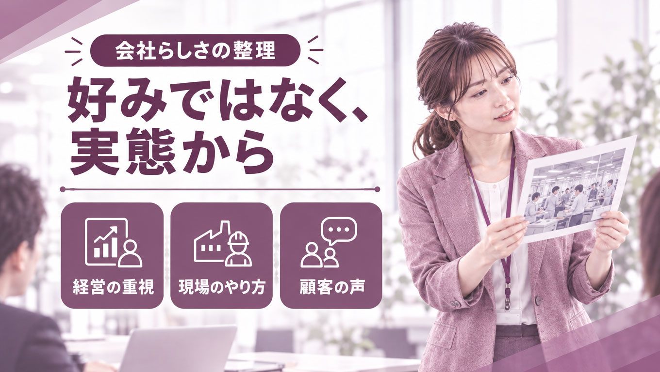 03_会社らしさの整理.jpg 実態と価値から会社らしさを整理する