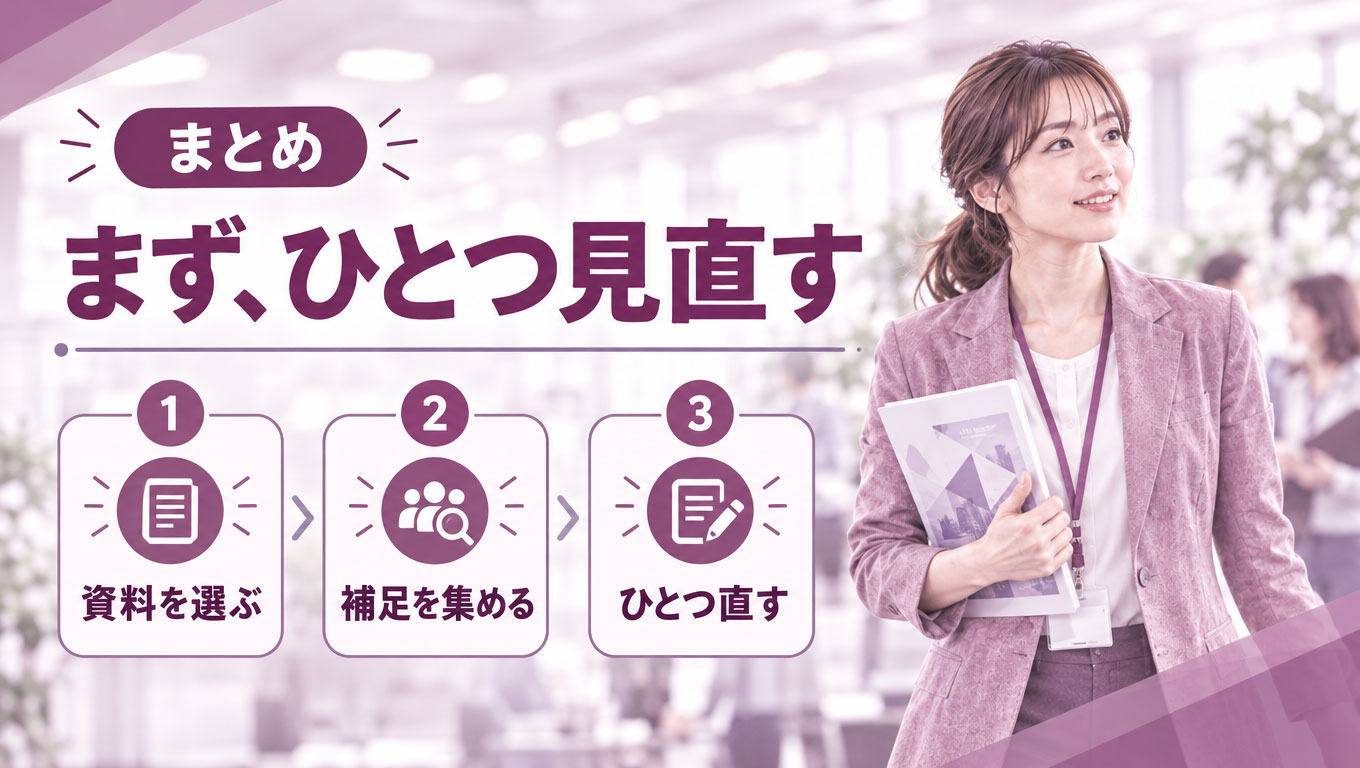 営業資料の改善を一つの制作物から始めるイメージ