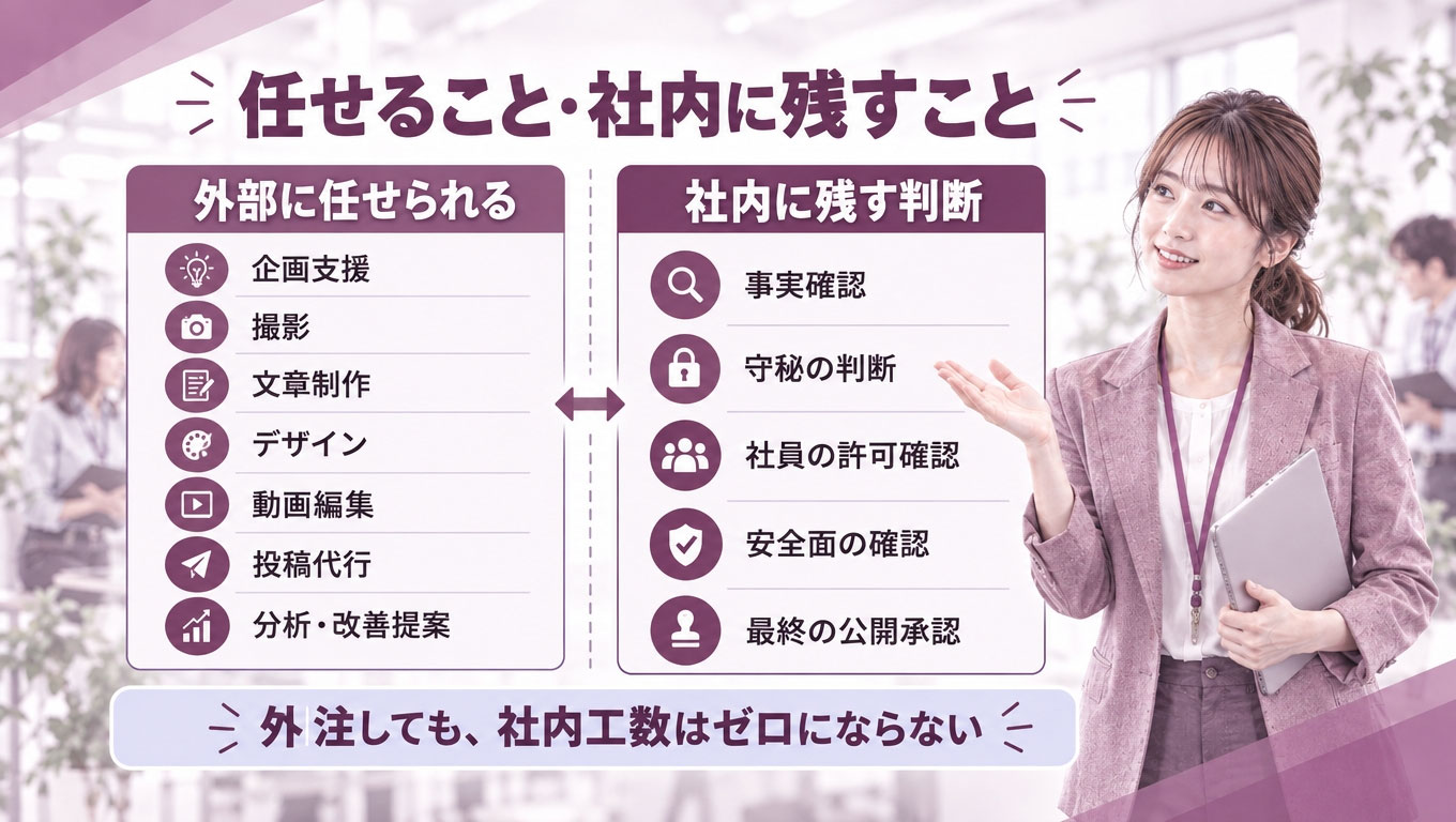 Section_illustration_for_a_Japanese_corporate_blog-1791347316921.jpg 外注の役割分担・社内との連携フロー図